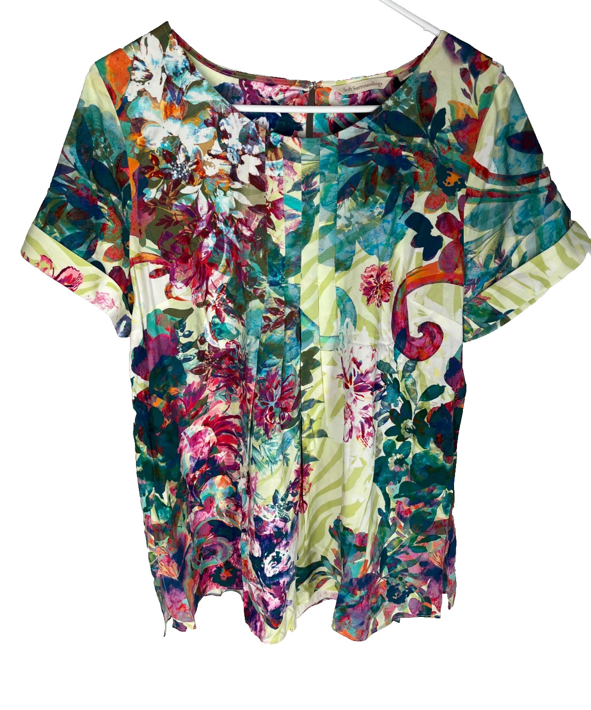 Soft Surroundings Santamar Women\'s M Colorful Soft Floral Artsy Top Tropical NEW Soft Surroundings Santamar Women\'s M Colorful Soft Floral Artsy Top Tropical NEW