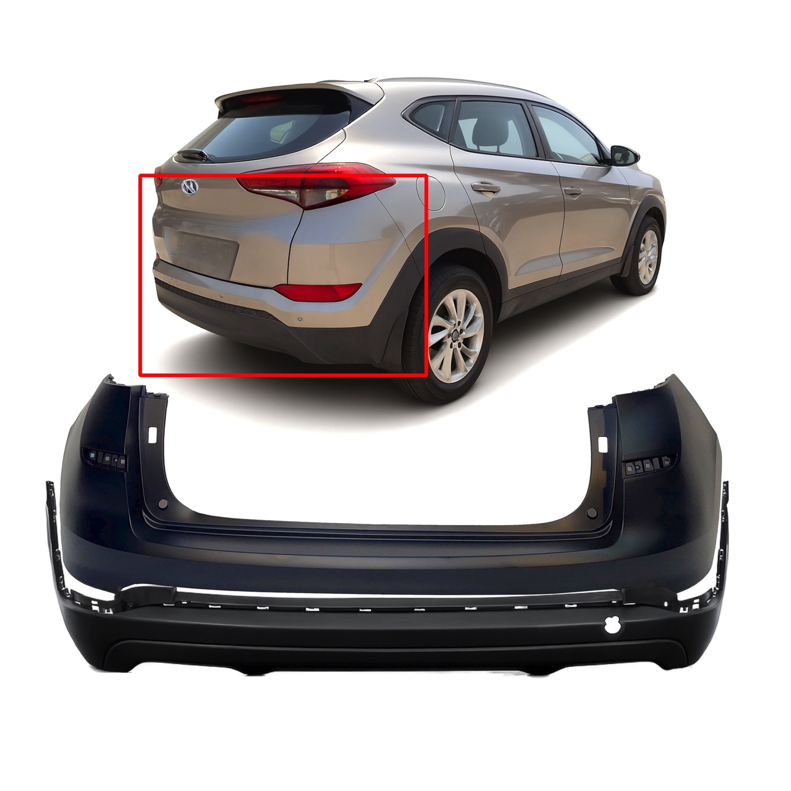 2019-2021 Hyundai Tucson 2-Piece Rear Bumper Cover Kit HY1100237 HY1115122