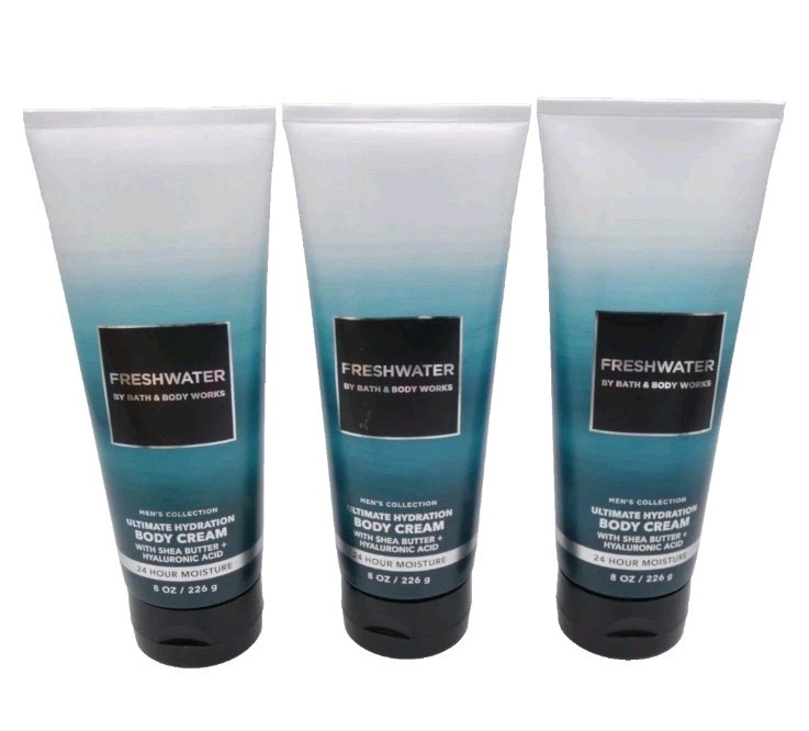 3 BATH & BODY WORKS FRESHWATER BODY CREAM 8 fl oz