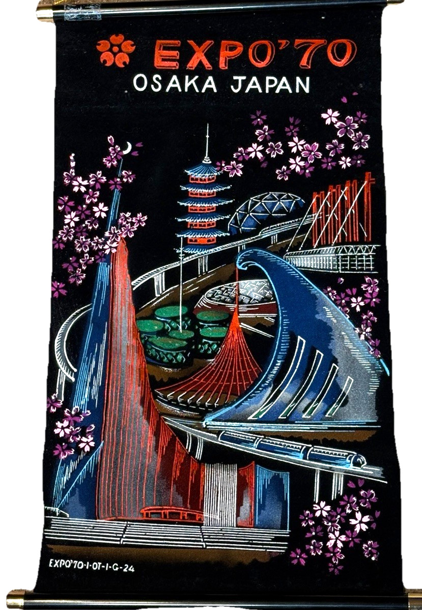 Expo ’70 Osaka Japan Wall Hanging Textile Poster 1970 Vintage Mid-Century Design