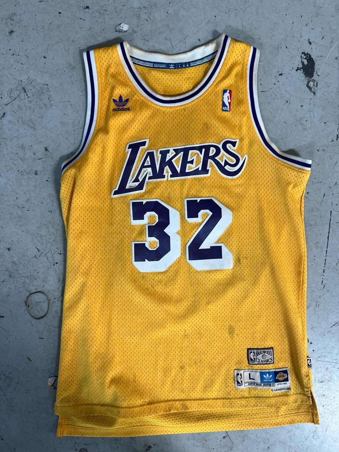 Adidas Los Angeles Lakers Magic Johnson 32 Jersey Size L 1979-1980 Hardwood