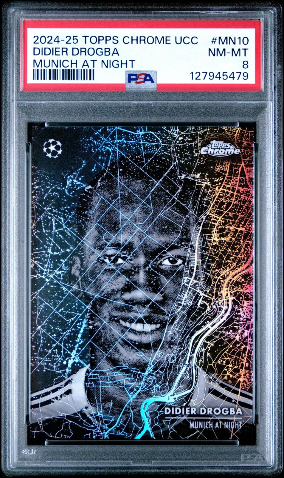 2024-25 Topps Chrome UEFA UCC Munich at Night Didier Drogba PSA 8