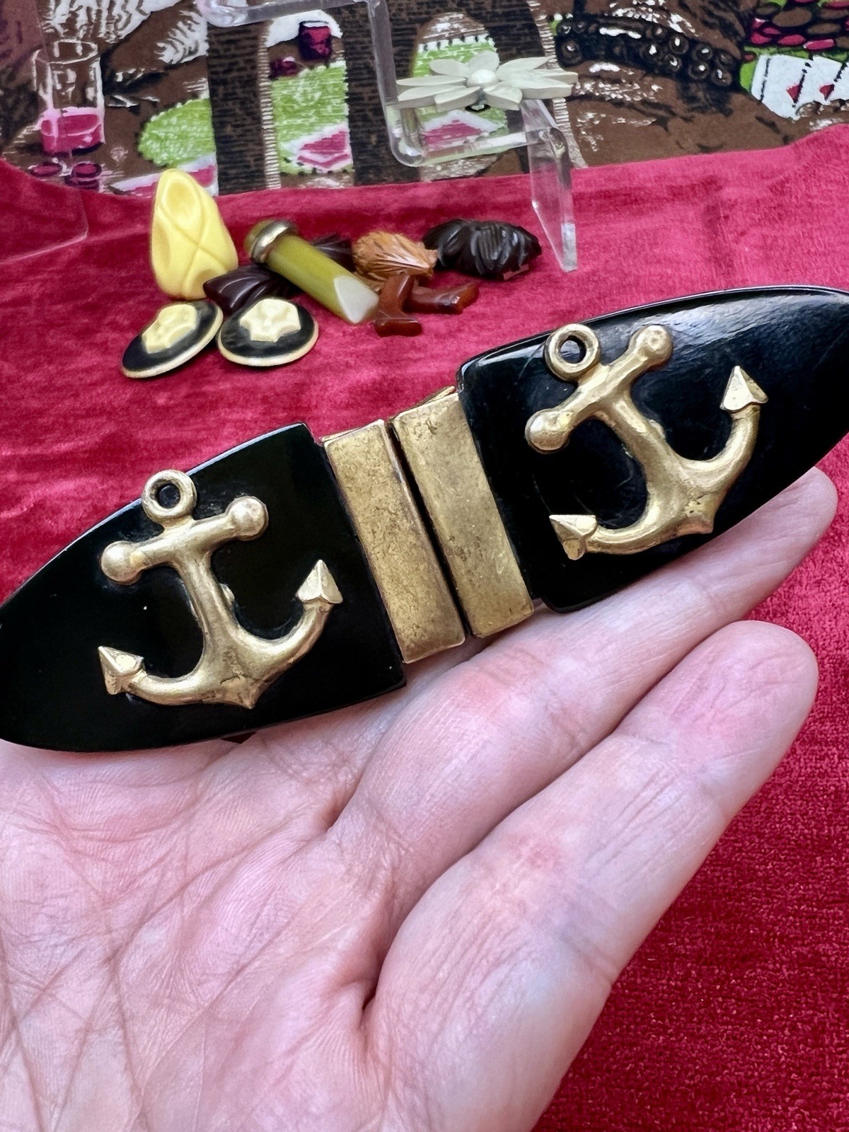 Vintage Natty Creations 30s Ascot Scarf Clip Brooch, Nautical, Anchor, Brass Vintage Natty Creations 30s Ascot Scarf Clip Brooch, Nautical, Anchor, Brass