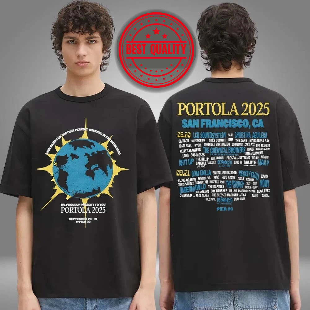Portola Music Festival 2025 Despacio San Francisco Lineup Two Sided T-Shirt