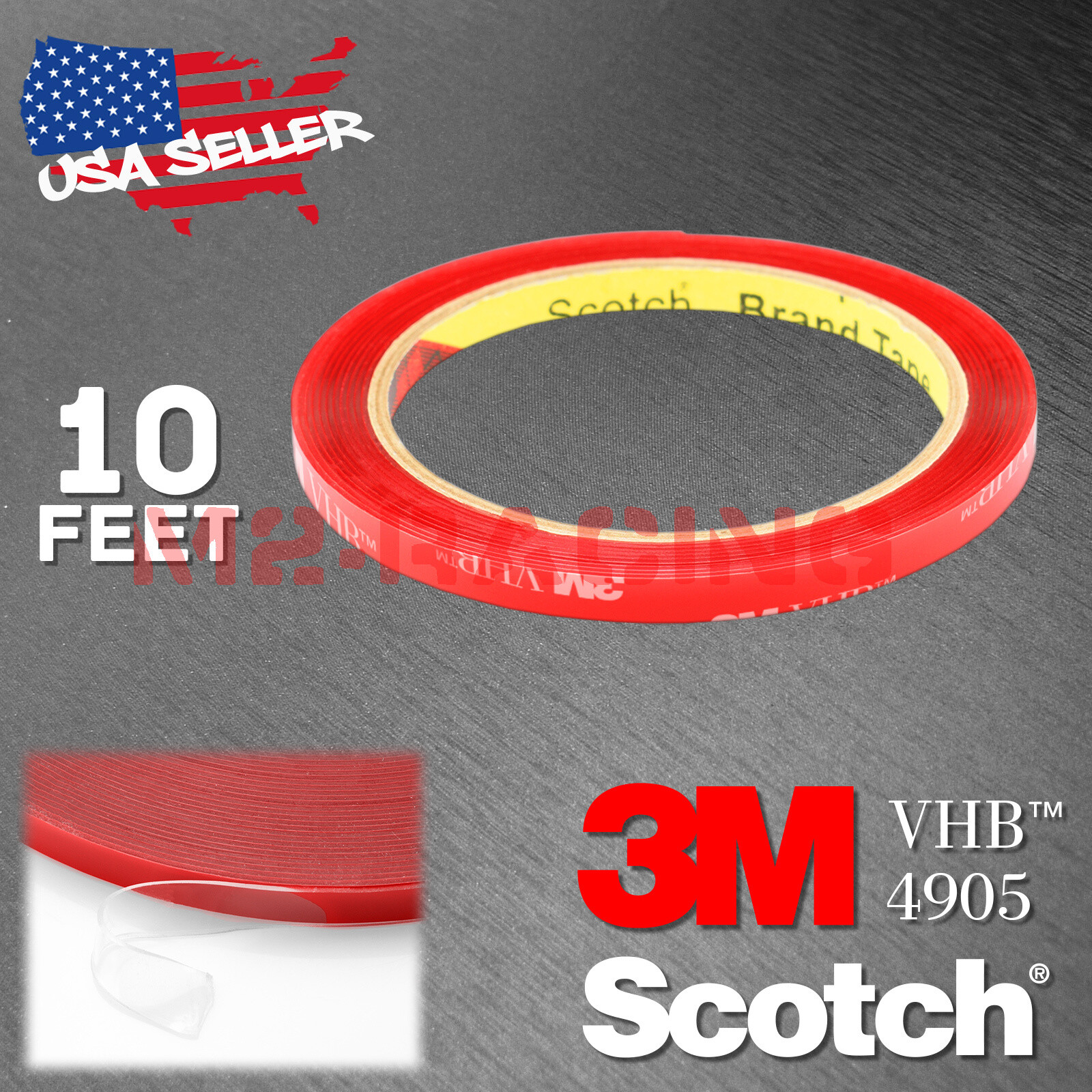 *10 Feet* Genuine 3M VHB #4905 Double-Sided Mounting Clear Acrylic Tape Adhesive