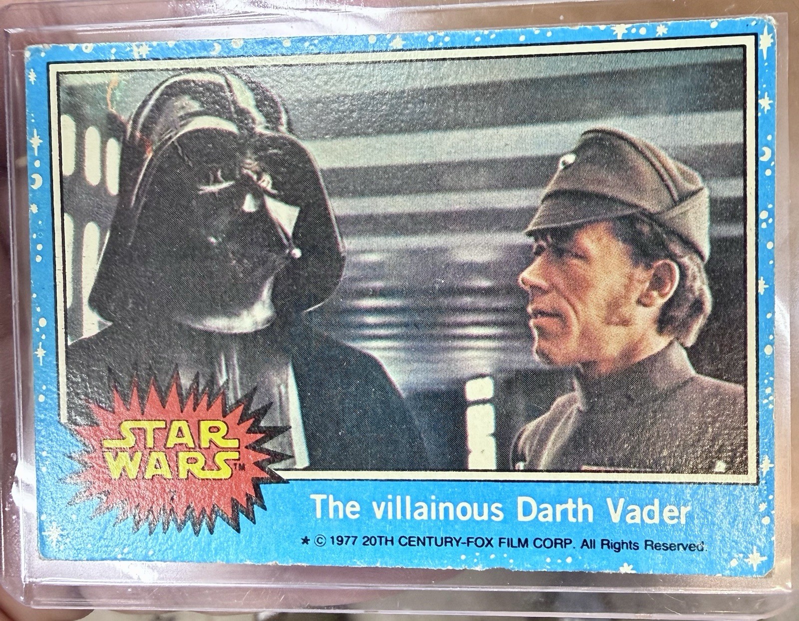 Vintage 1977 Topps Star Wars #7 The Villainous Darth Vader Rookie Series 1 Blue Vintage 1977 Topps Star Wars #7 The Villainous Darth Vader Rookie Series 1 Blue