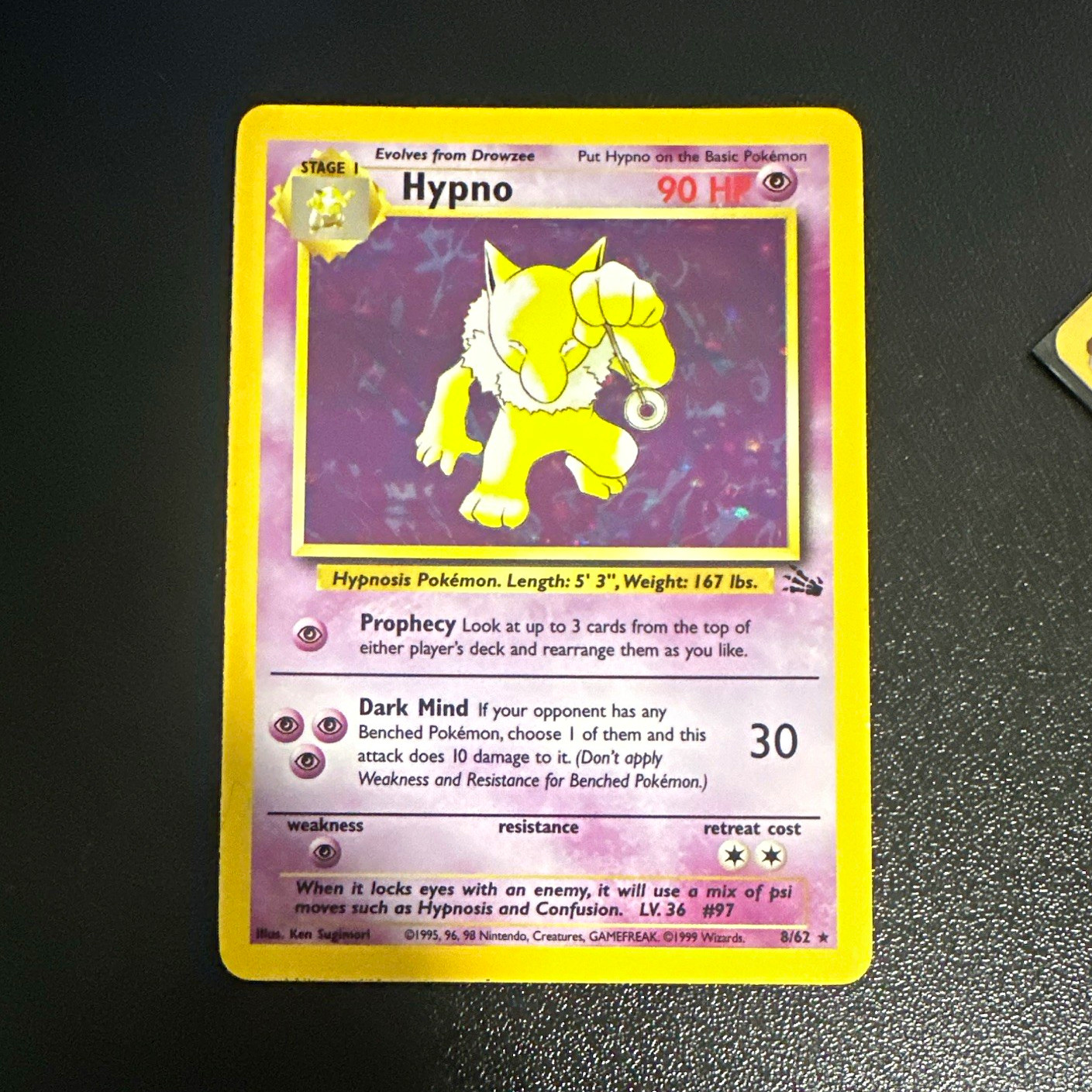 Pokemon Company Hypno 8/62 Fossil Holo Rare Unlimited EN 1999 90 HP