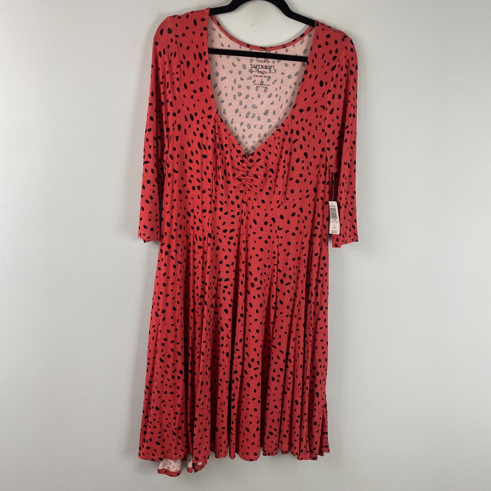 Torrid Mini Super Soft Sweetheart Fit & Flare Dress Size 1X Red Black