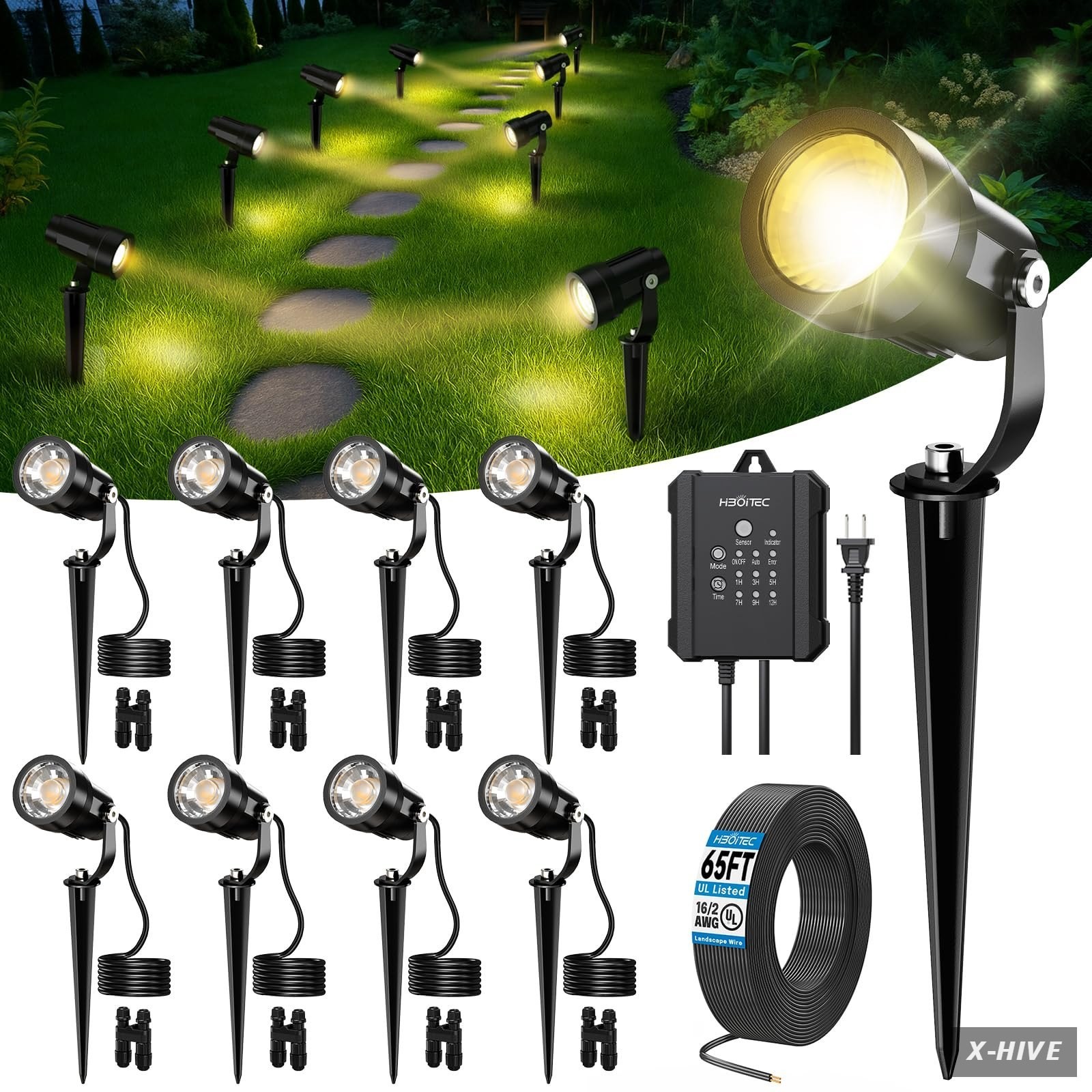Modern HIBOITEC All-in-One Outdoor Low Voltage Landscape Lighting Kit 2700K 8
