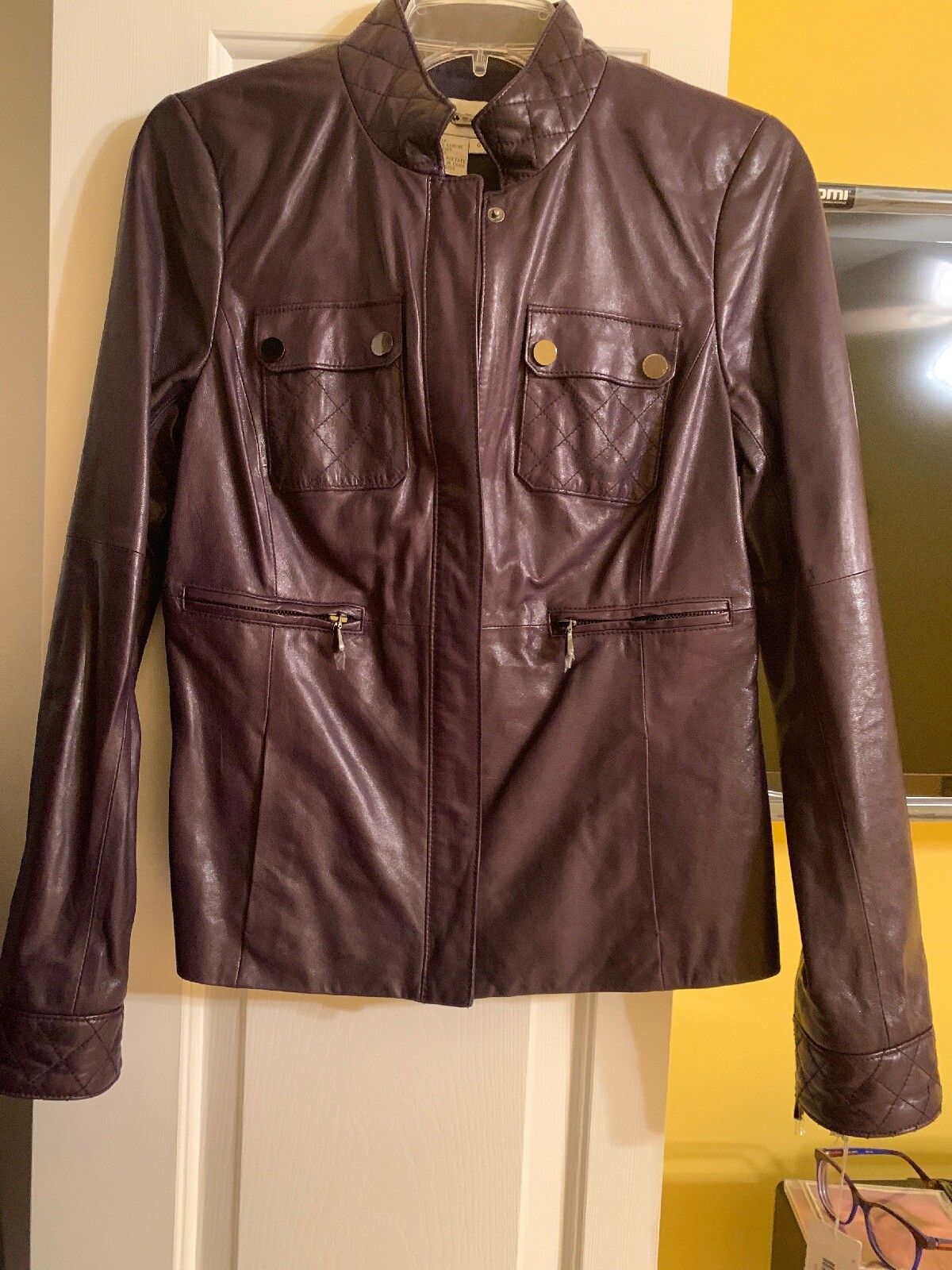 $898 NWT WORTH NEW YORK Purple Heart PLUM SOFT LEATHER JACKET Sz 6 Amazing