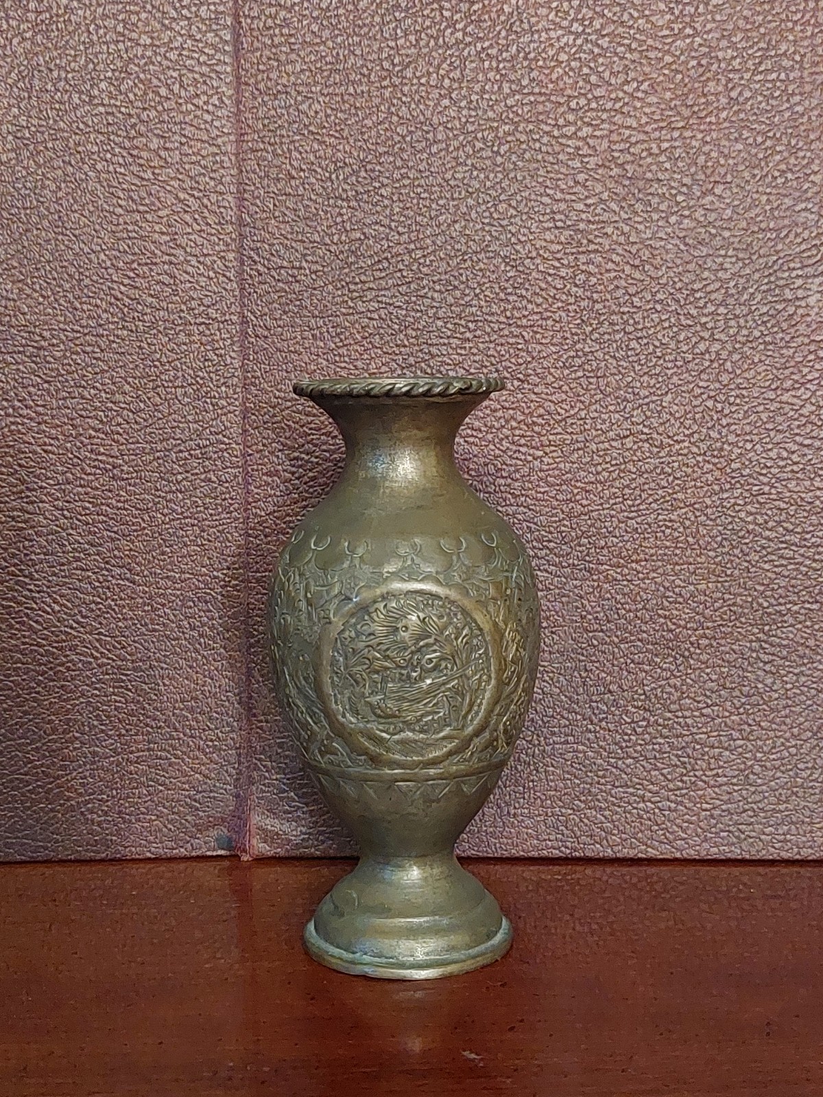 19th Century Biedermeier Chased Brass Vase Ca. 1860 Excellent Patina 5.50 inches 19th Century Biedermeier Chased Brass Vase Ca. 1860 Excellent Patina 5.50 inches