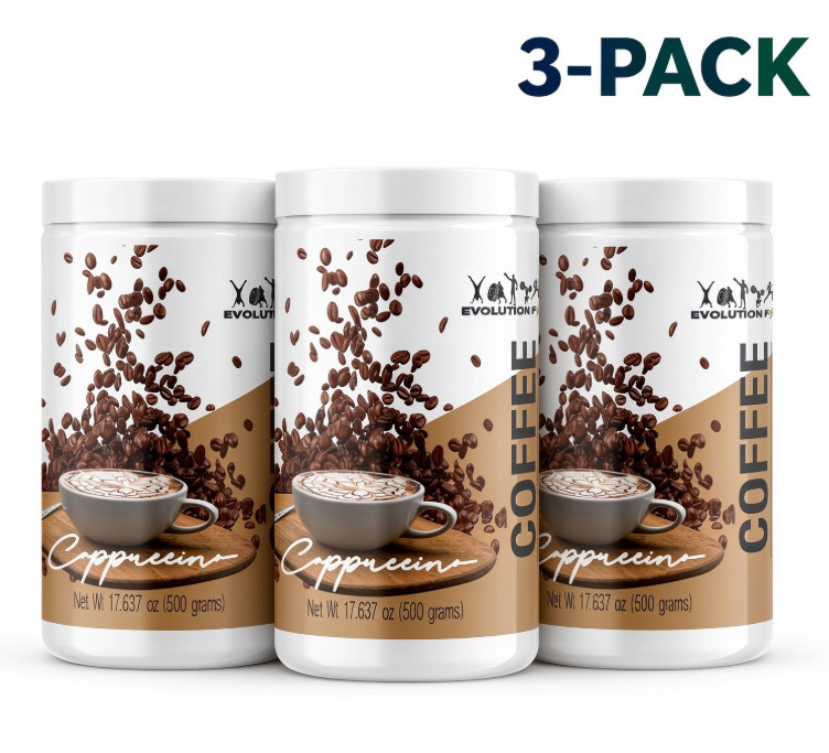 3pc Evolution Coffee Cappuccino Flavor Beverage Creamy w/L-Carnitine a Dietary