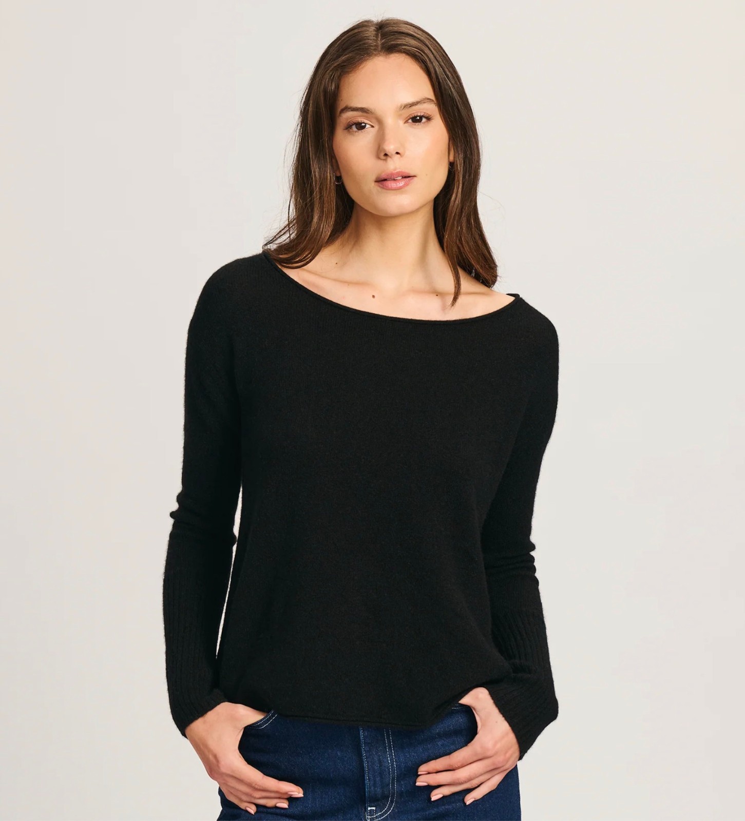 NAADAM Women\'s 100% Pure Cashmere Boatneck Sweater; M; BLACK