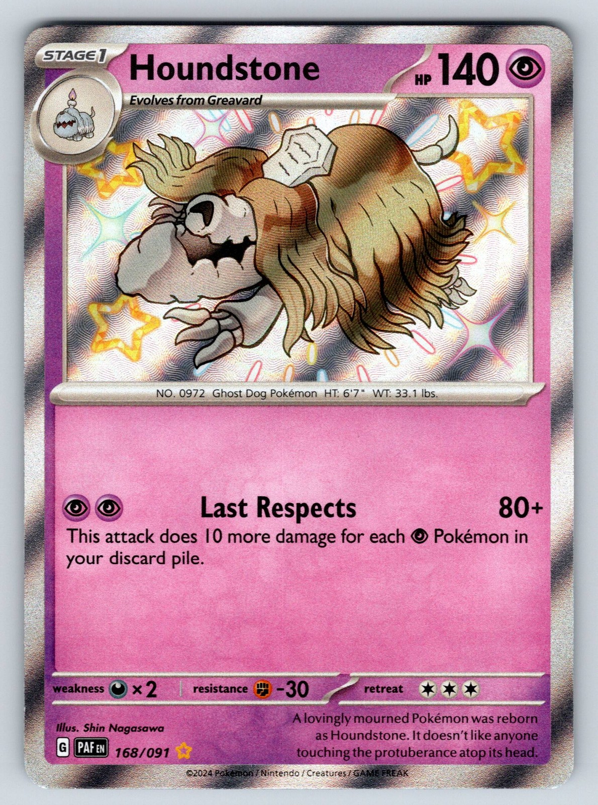 Holofoil Houndstone 168/091 SV: Paldean Fates NM