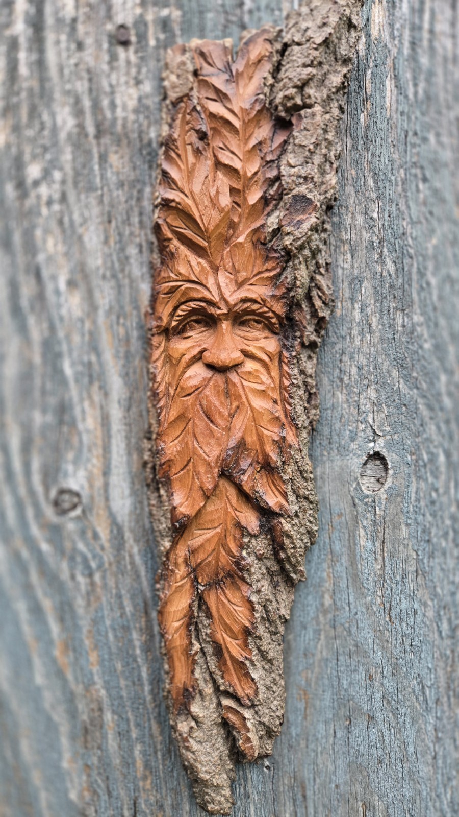 Wood Spirit Tree Spirit Greenman Wood Carving Sculpture Original