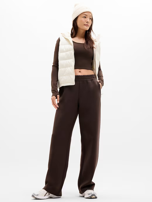 Athleta Form Knit Mid Rise Straight Pant | Truffle Brown Medium #860794 NEW