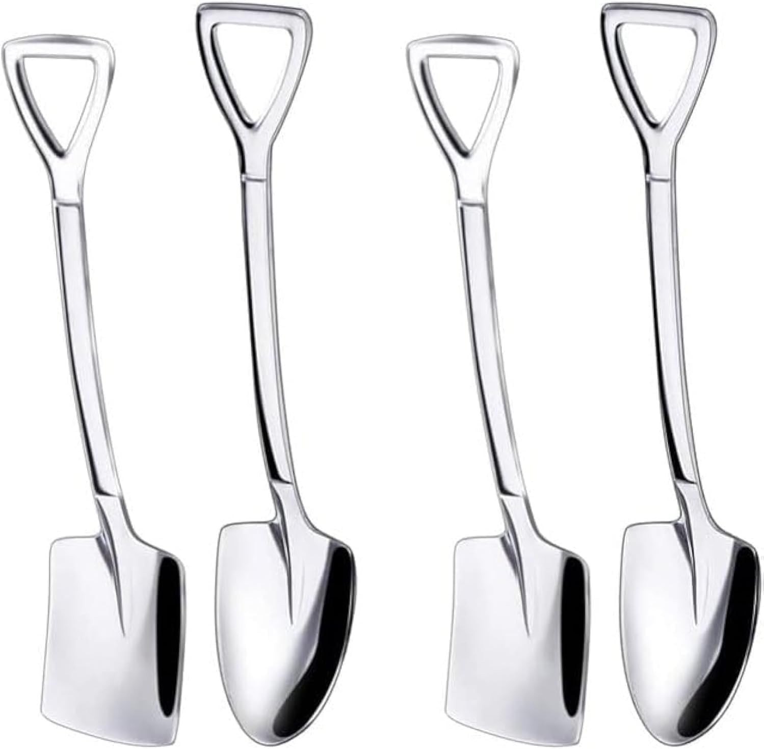 4 Pcs Silver Stainless Steel Dessert Spoons, Dessert Spoon Set, 4.8\