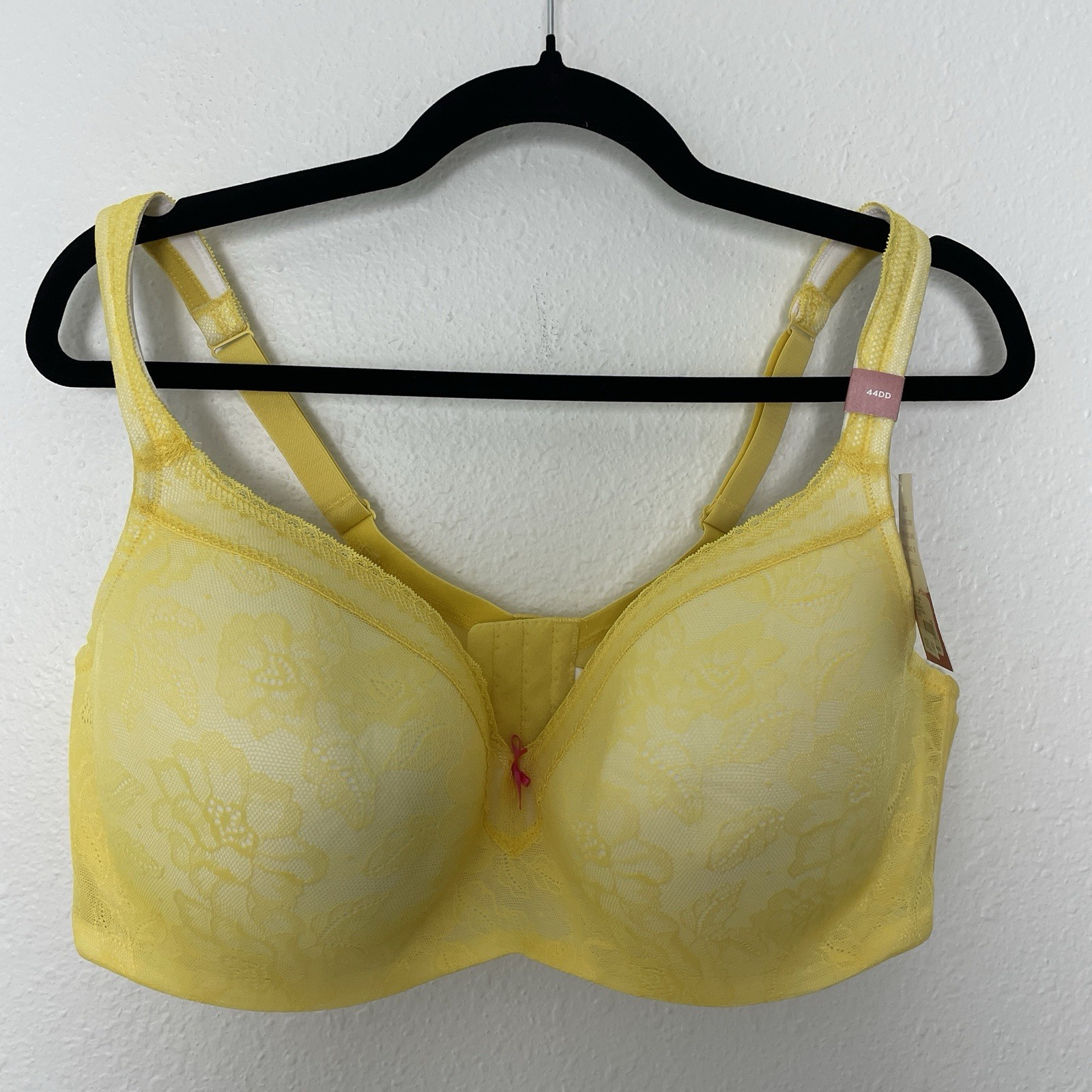 Cacique Yellow Floral Lace Balconette Bra Padded Lightly Lined Size 44DD NEW Cacique Yellow Floral Lace Balconette Bra Padded Lightly Lined Size 44DD NEW