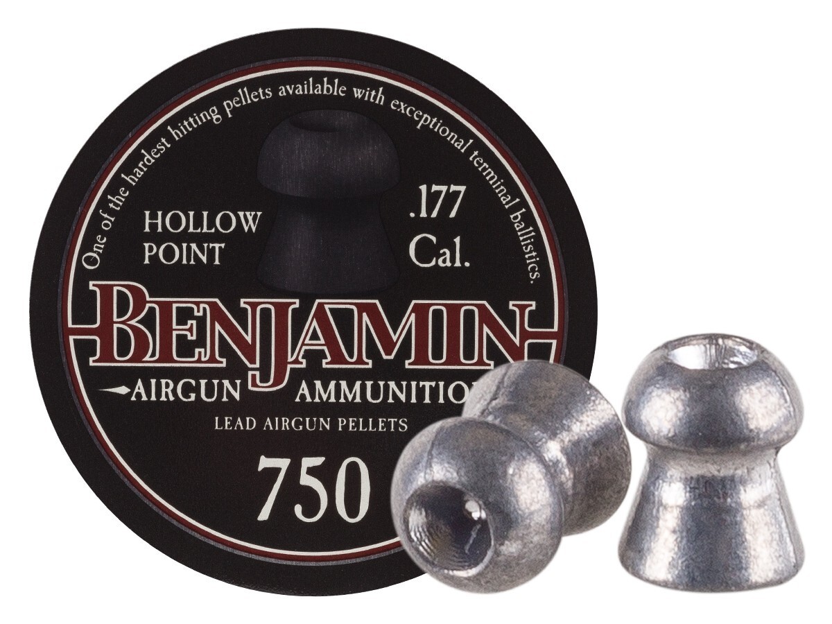 BENJAMIN 750 Count HOLLOW POINT 4.5mm .177 Caliber Airgun Pellets MADE IN USA