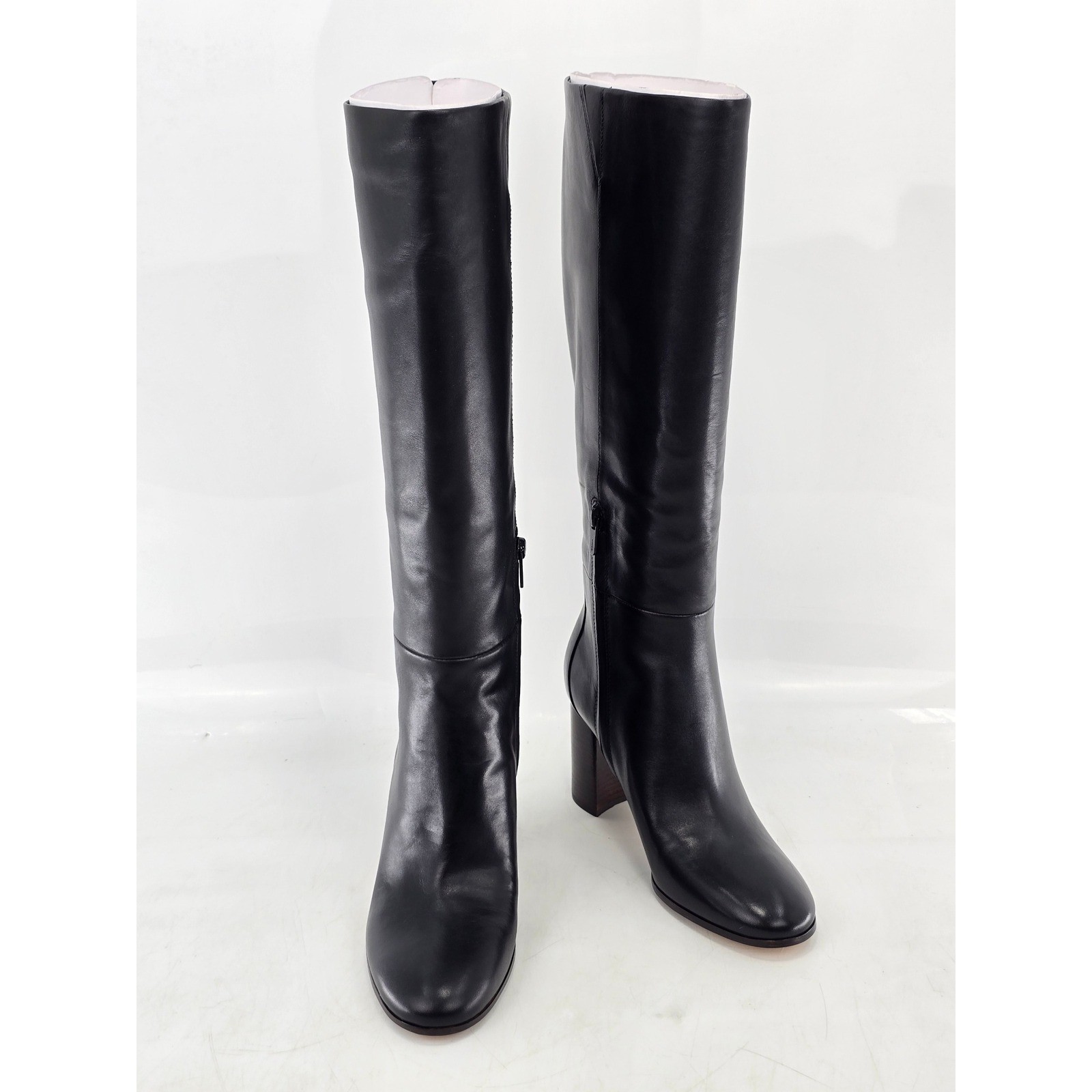 Vince Elora Tall Black Leather Boots Womens Size 8 M Block Heel Zip Up - NEW Vince Elora Tall Black Leather Boots Womens Size 8 M Block Heel Zip Up - NEW