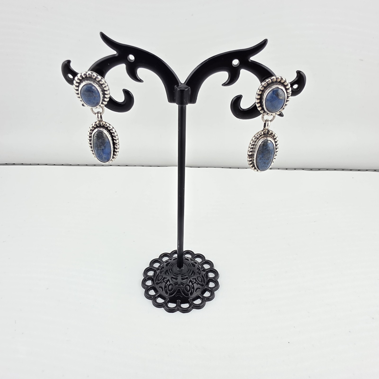 Vintage 1997 Signed G. Yazzie Navajo 925 Sterling Silver Copper Quartz Earrings
