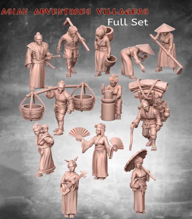 1/35 Scale 50mm Resin Figure Asian Villagers-fullset Unpainted Model Kit Toys