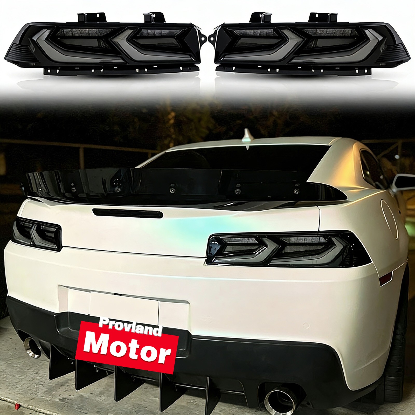 VLAND Smoked LED Tail Lights For 2014-2015 Chevrolet Chevy Camaro Rear Lamps L+R