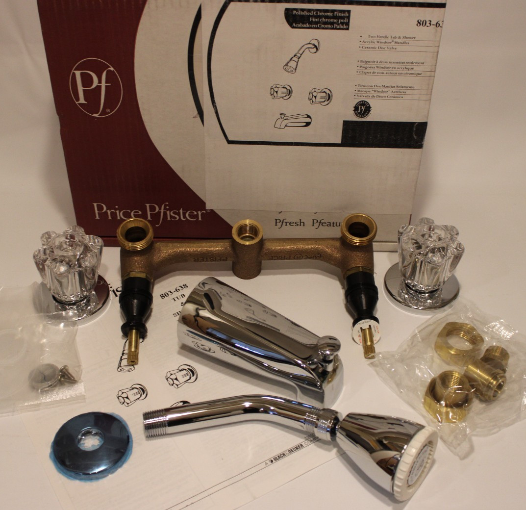 Price Pfister 803-638 - Two Handle Tub & Shower Trim Set With Rough Valve Chrome