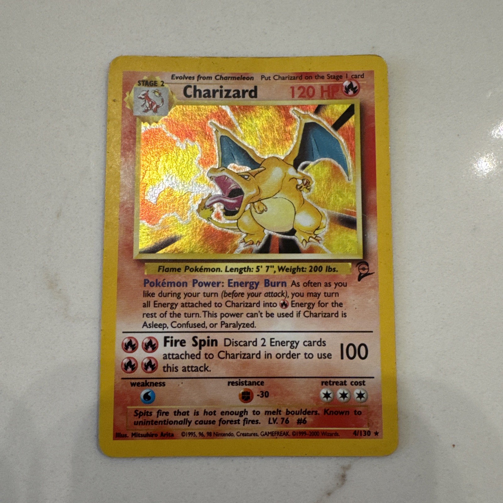 Pokemon Charizard 4/130 Base Set 2 Holo Rare 2000 WOTC Vintage Mp Pokemon Charizard 4/130 Base Set 2 Holo Rare 2000 WOTC Vintage Mp