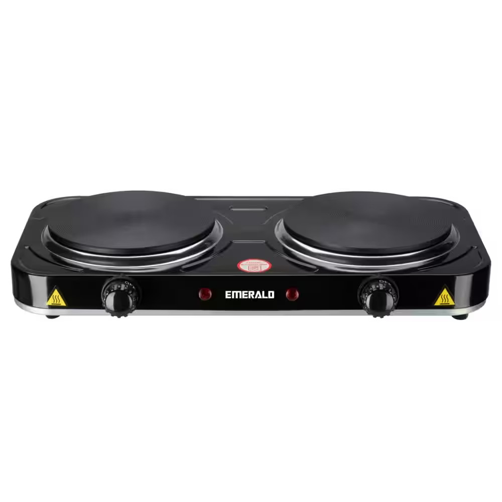 2-Burner 6.1 In. Black Electric Hot Plate Stove 2000W (2X1000W)