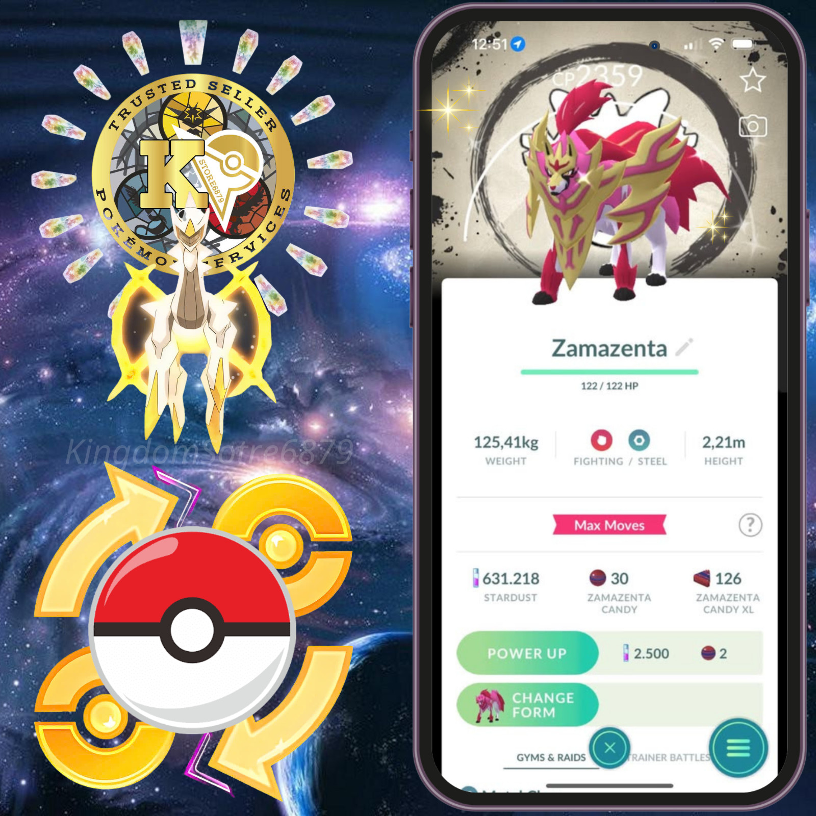 Pokémon —GO— Shiny Zamazenta Crowned—Background—GO Fest 2026—P.T.C—TRADE—Digital