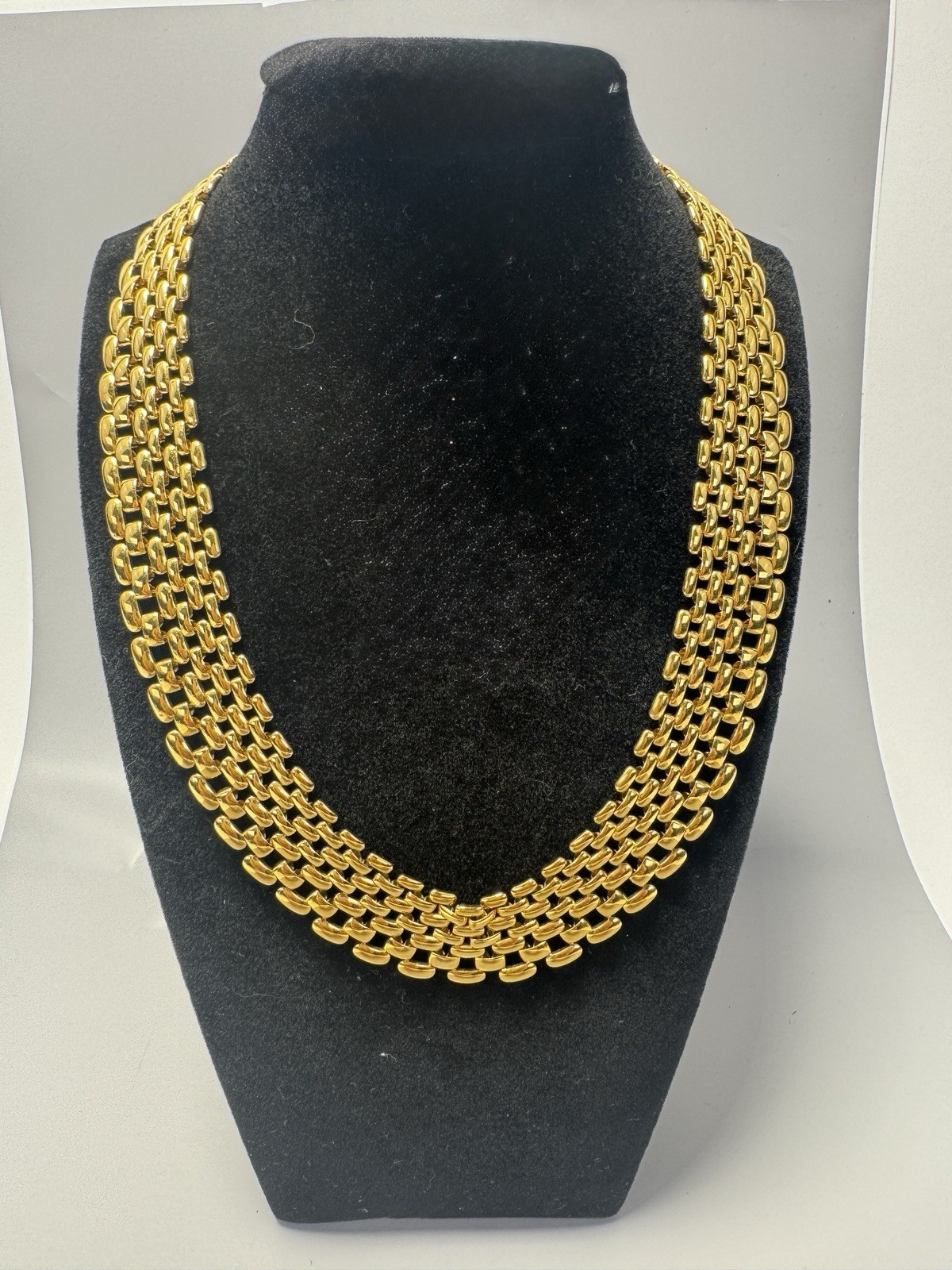 Napier Gold Tone Woven Multi Row Collar Necklace 16” 57.4g Vintage Signed