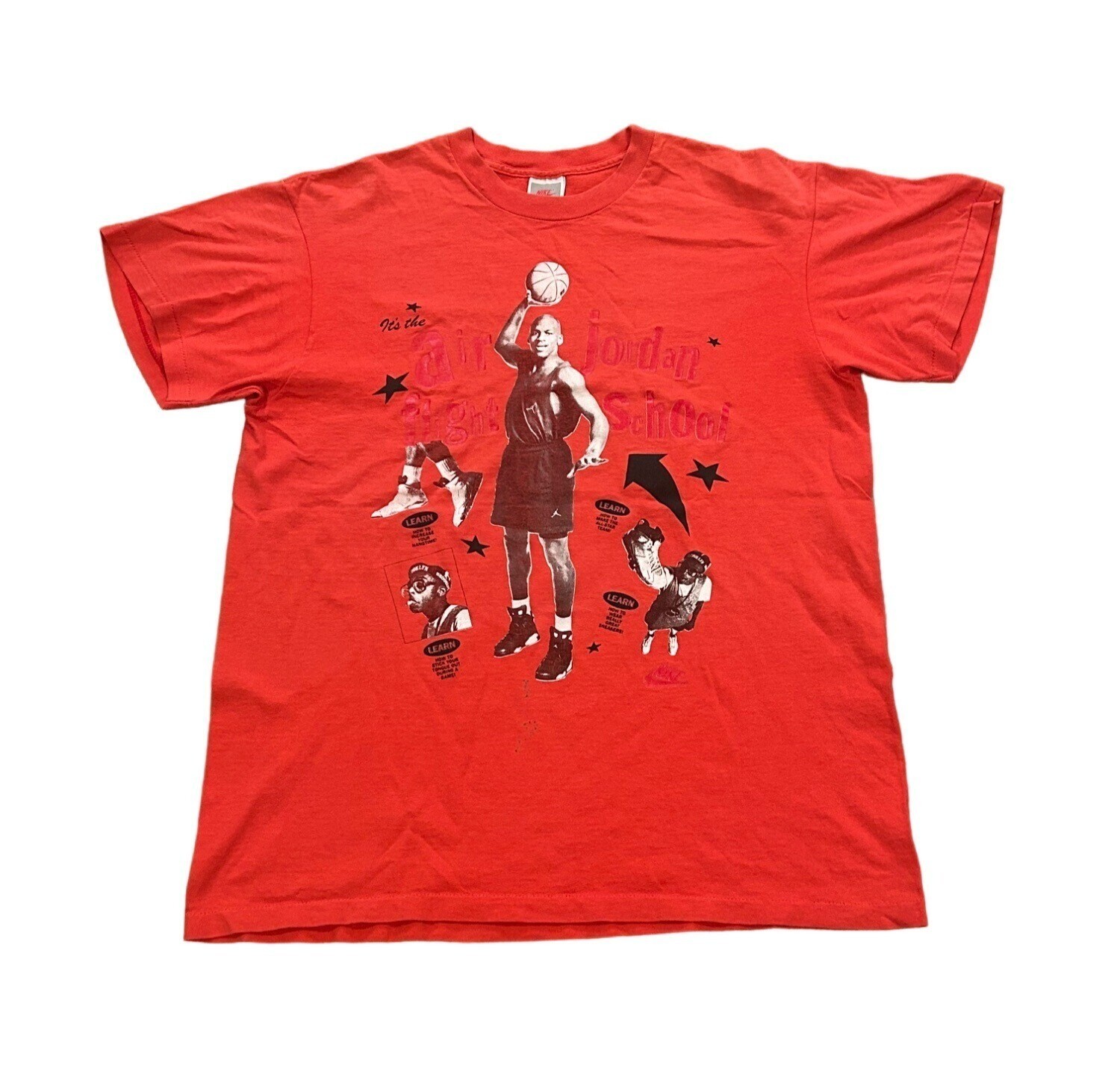 Vintage 1990\'s Nike Air Jordan Flight School Single Stitch T-Shirt Red Men\'s L Vintage 1990\'s Nike Air Jordan Flight School Single Stitch T-Shirt Red Men\'s L