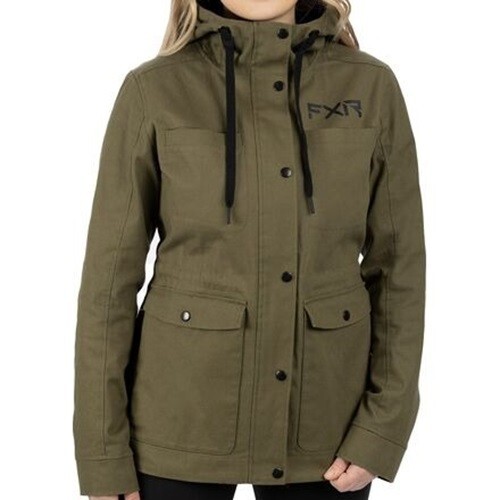 Open Box FXR Women\'s Ivy Canvas Motorcycle Jacket Army - Small
