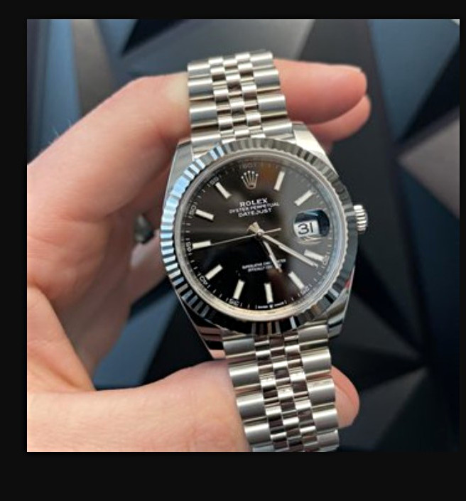 Rolex Datejust Automatic Black Dial Fluted Bezel Date Silver Bracelet Box