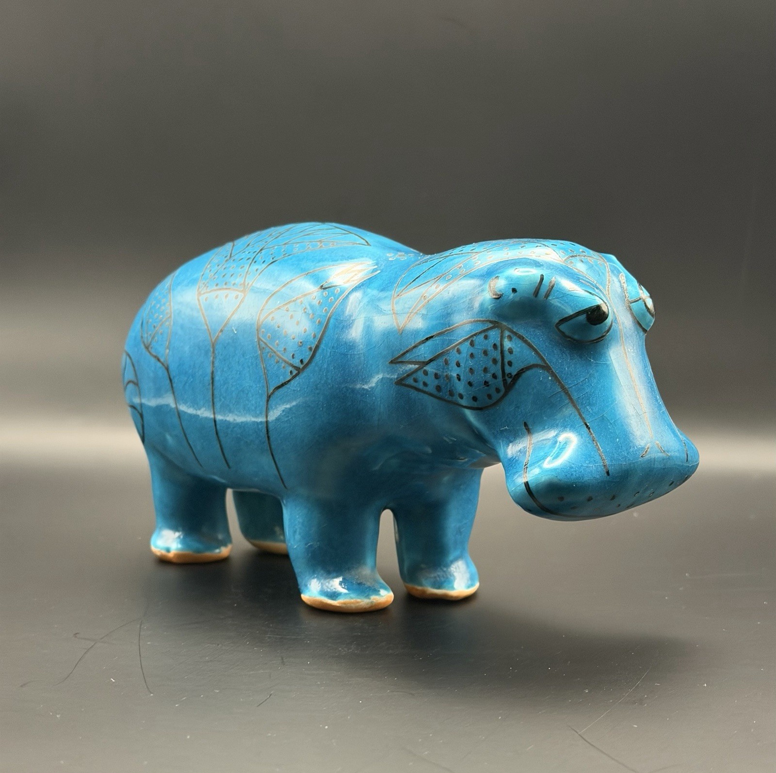 VTG MCM Metropolitan Museum of Arts William Hippo Faience Art Pottery Turquoise