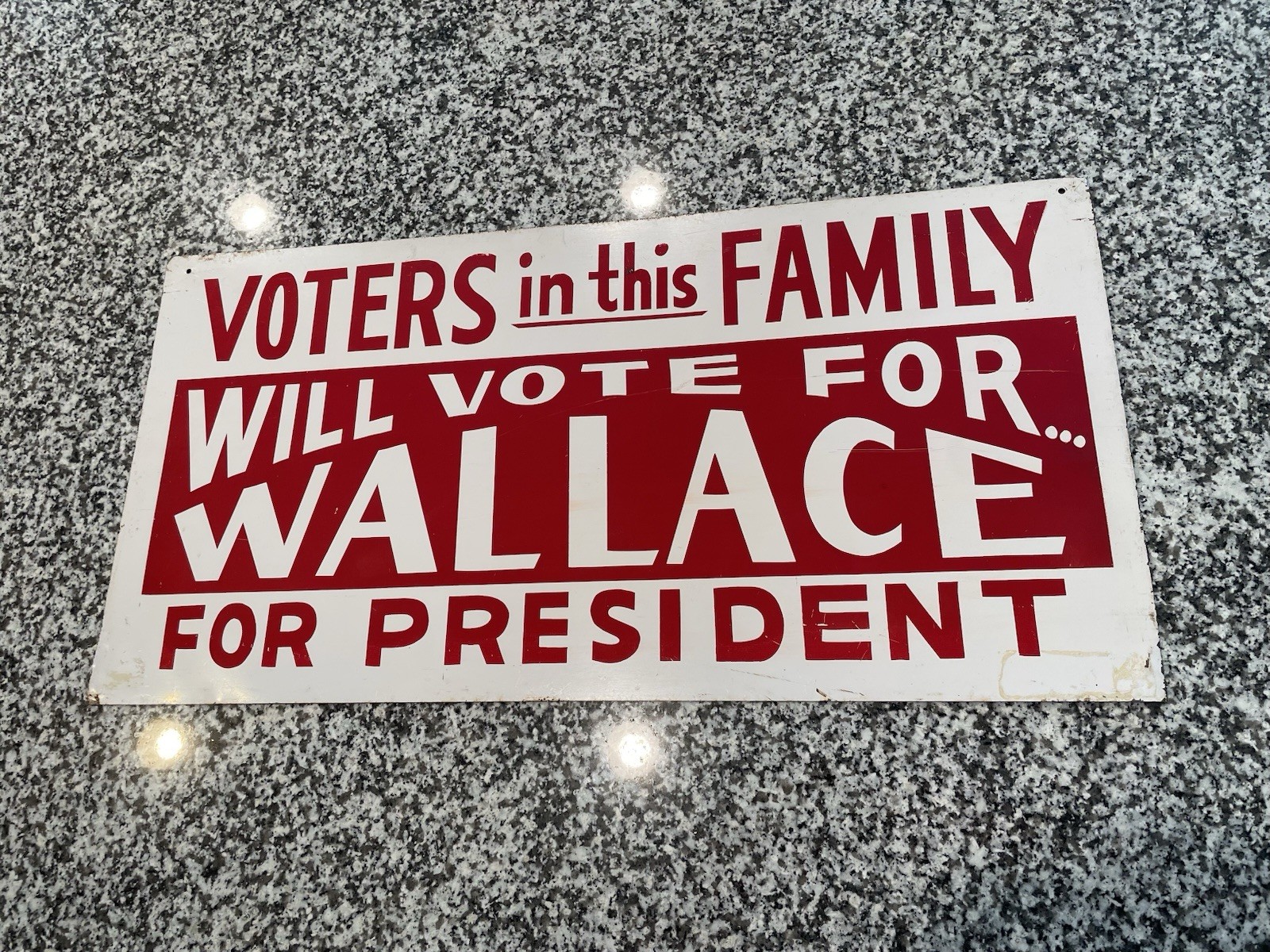 Vintage Voters In This Family Will Vote For Wallace For President Tin Sign