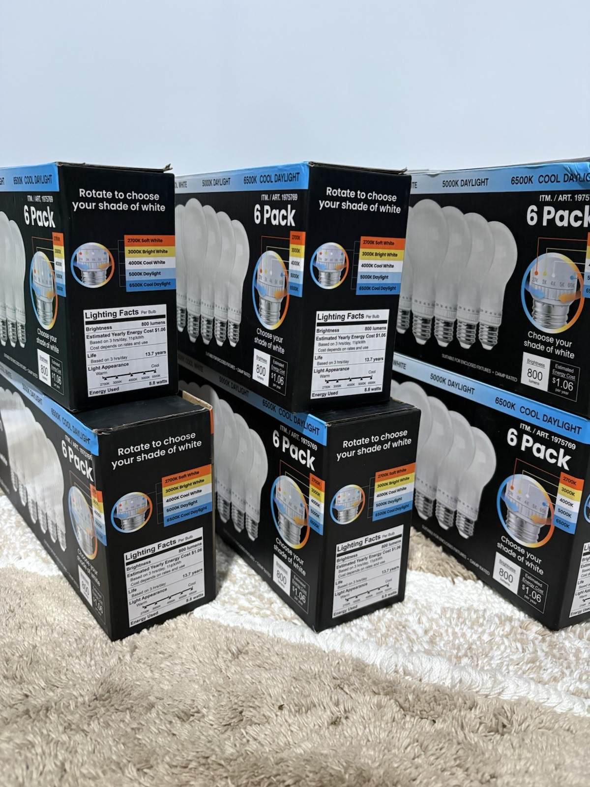 Lot Of 6 - Feit Classic Glass Design 60w Selectable Color Light Bulbs - 36 Bulbs