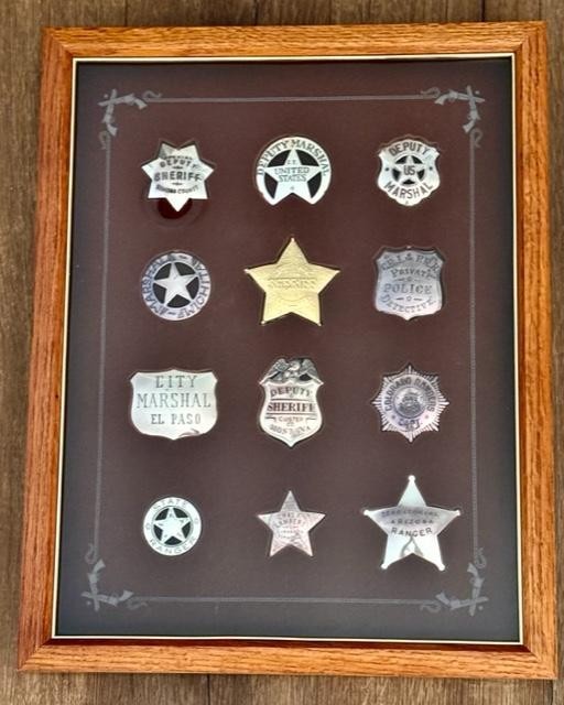 1987 FRANKLIN MINT GREAT WESTERN LAWMEN BADGES SET OF 12 - 233 GRAMS STERLING