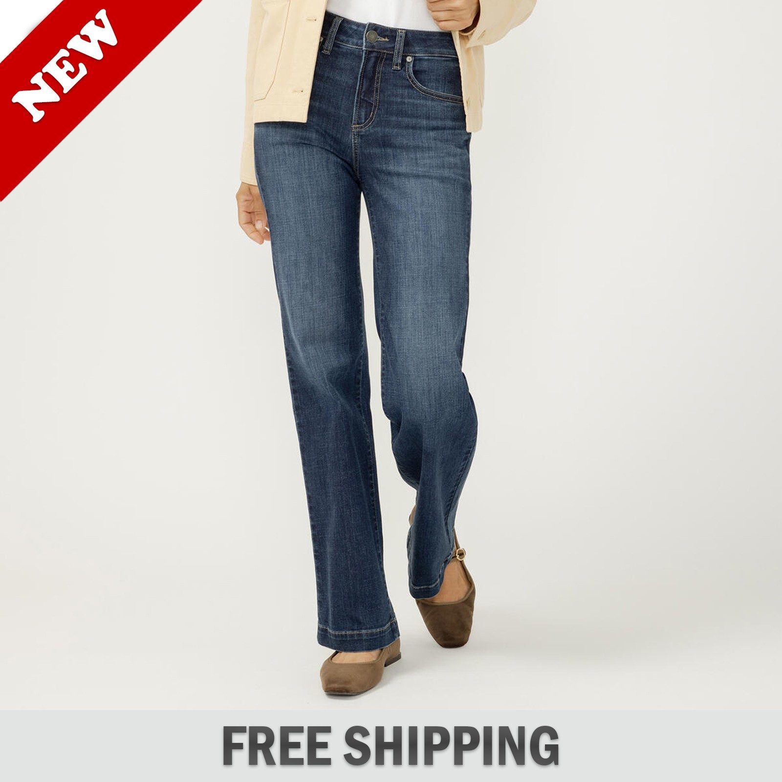 Silver Jeans Co Womens Avery High Rise Trouser Leg Curvy Jeans / FULL SIZE - NEW