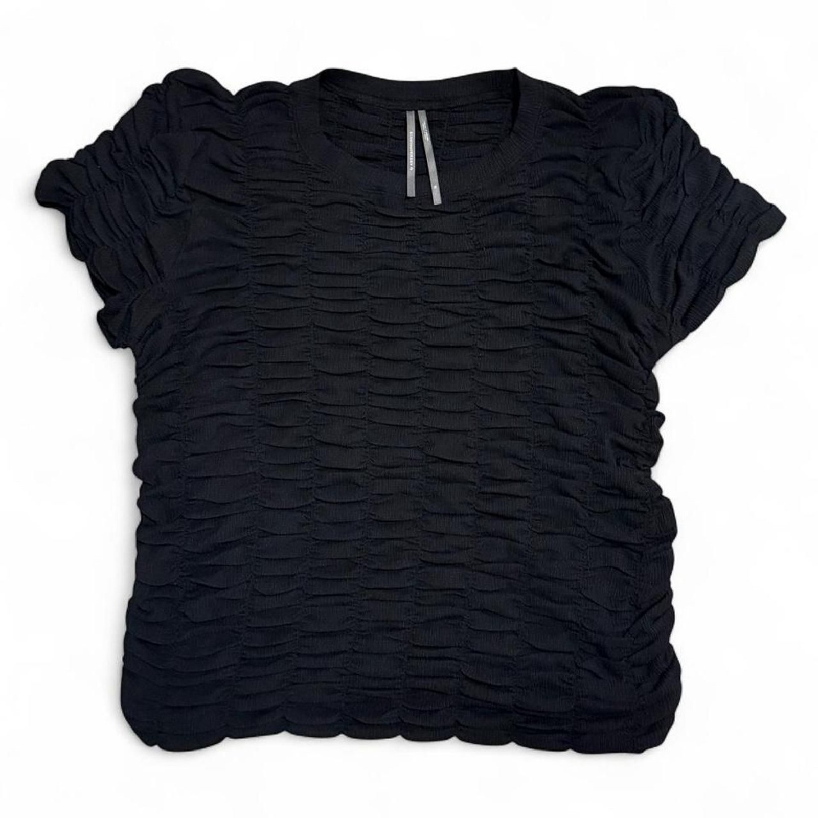 Anthropologie Black Ruched Smocked Top