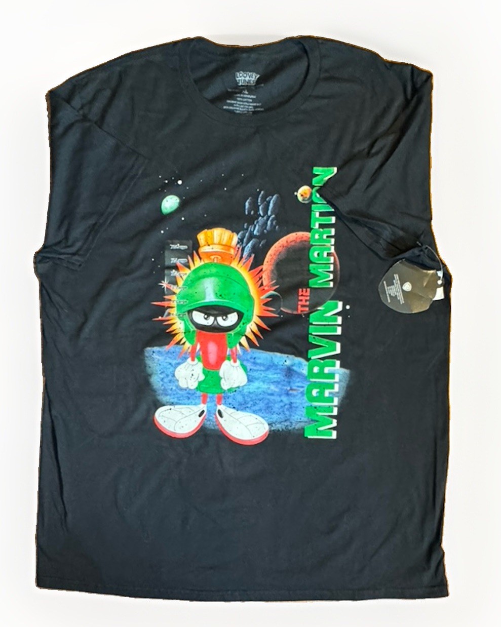 (XL) WB LOONEY TOONS MARVIN THE MARTIAN Vintage on Black T-shirt
