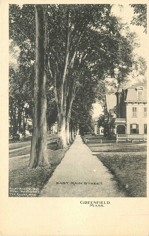 C-1905 Greenfield Massachusets East Main Street Forbes Postcard 21-13451 C-1905 Greenfield Massachusets East Main Street Forbes Postcard 21-13451