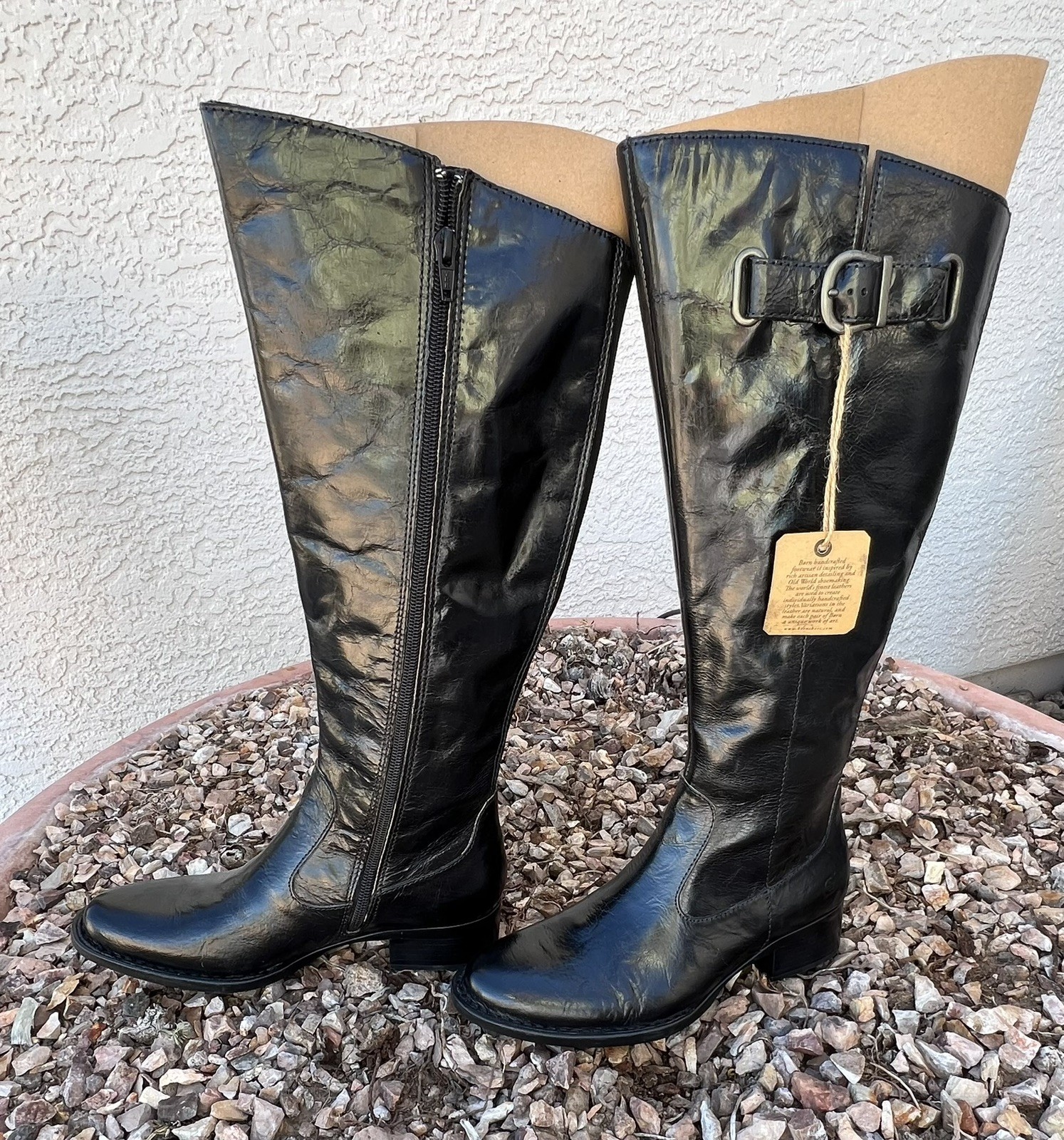 Leather Boots Born Cort Womens SZ 6.5 Black Classic Outdoor Leather Side Zip NEW Leather Boots Born Cort Womens SZ 6.5 Black Classic Outdoor Leather Side Zip NEW