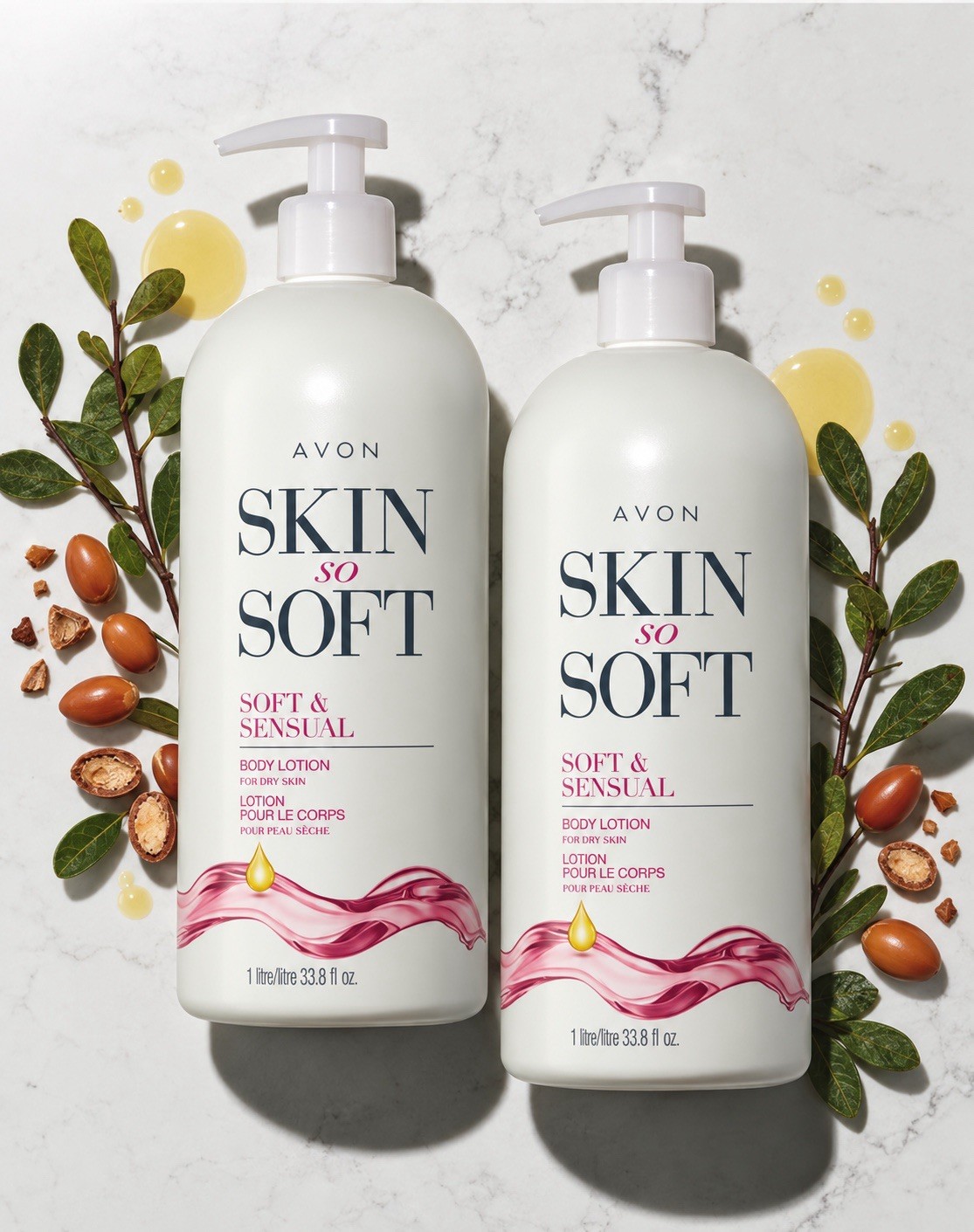 TWO Avon Skin So Soft Soft & Sensual XL Size Body Lotion 33.8 fl oz Each SSS New