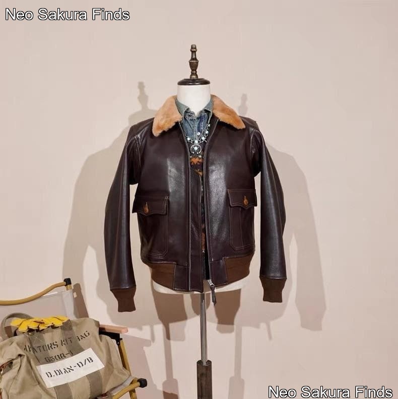 Eastman M-422A G-1 Leather Flight Jacket, Dark Brown, 1.3mm Veg-Tan, XL