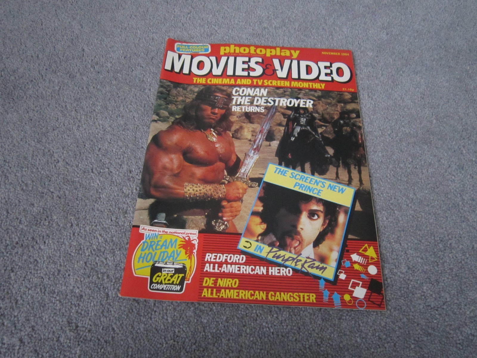 Photoplay magazine,November 1984,Prince ,purple rain ,arnie ,conan the destroyer