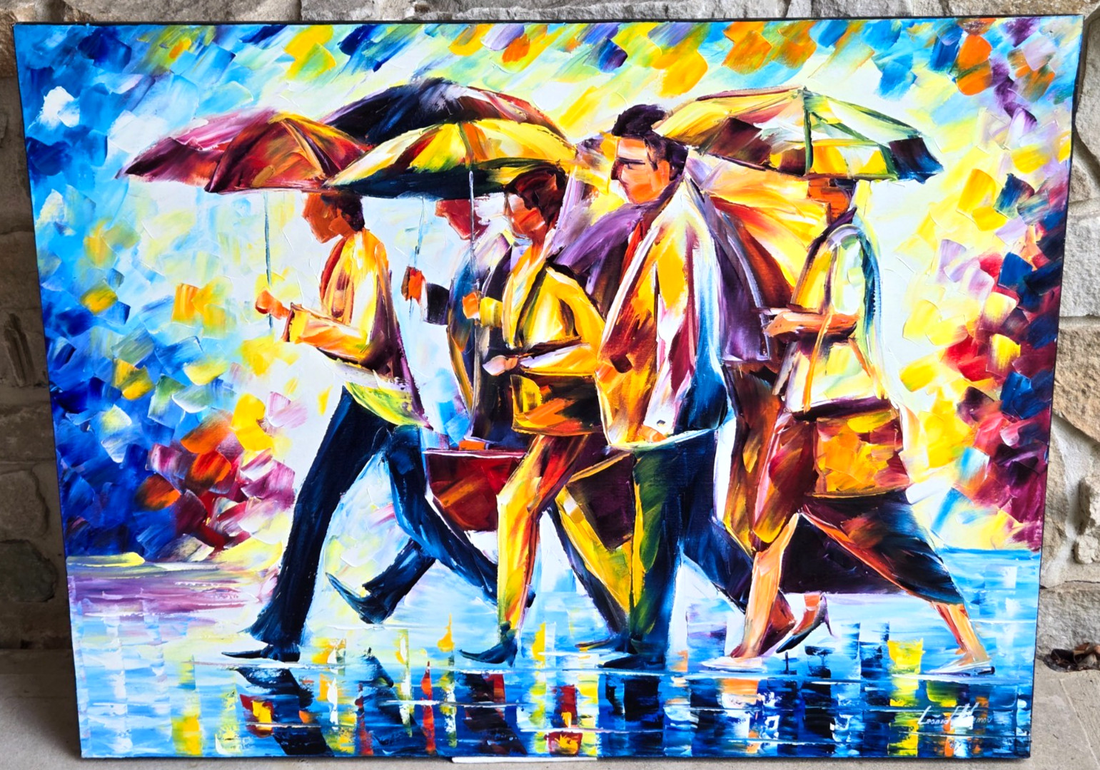 Leonid Afremov Today I Forgot My Umbrella painting signed on canvas 29\