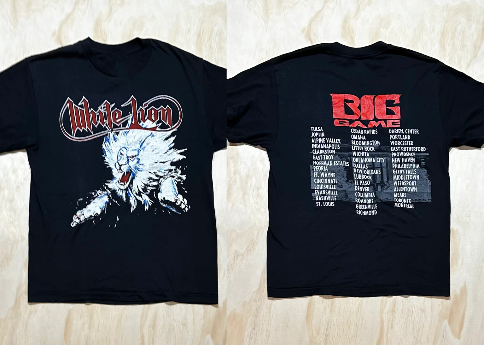 White Lion Band Double Sided Big Game Tour Unisex T-Shirt ZA040