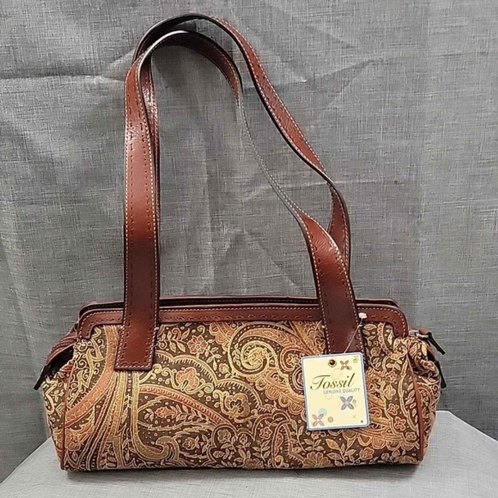 Fossil NWT Sedona Paisley tapestry Fabric Brown Leather Shoulder Bag - READ Fossil NWT Sedona Paisley tapestry Fabric Brown Leather Shoulder Bag - READ